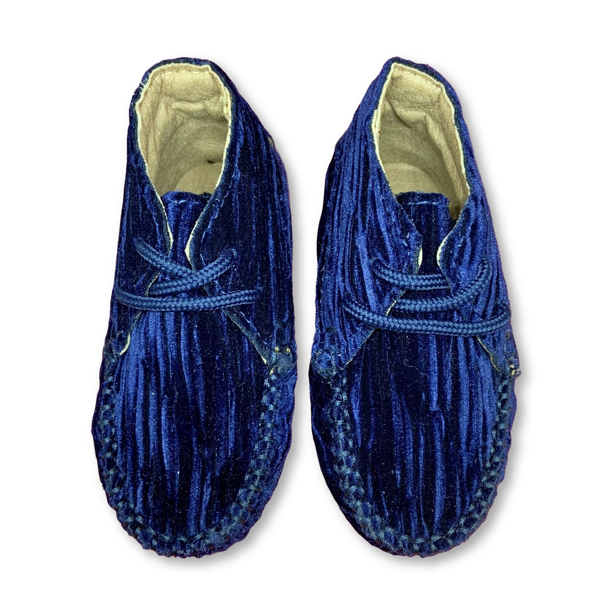 Atlanta Mocassin Navy Velvet Lined Bootie-Tassel Children Shoes