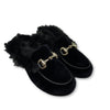 Hoo Black Velvet Fur Mule-Tassel Children Shoes