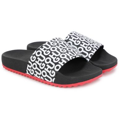 Hugo Boss Black Printed Slides-Tassel Children Shoes