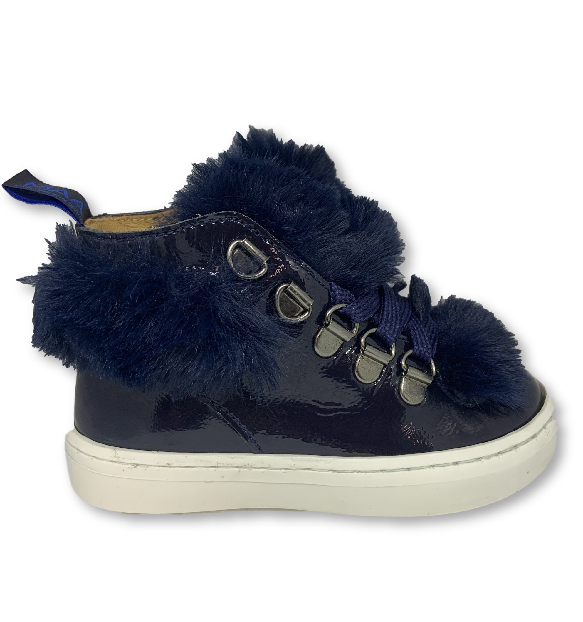 MAA Navy Patent Fur High Top Sneaker-Tassel Children Shoes