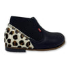 Emel Black and Leopard Pony Hair Elastic Bootie-Tassel Children Shoes