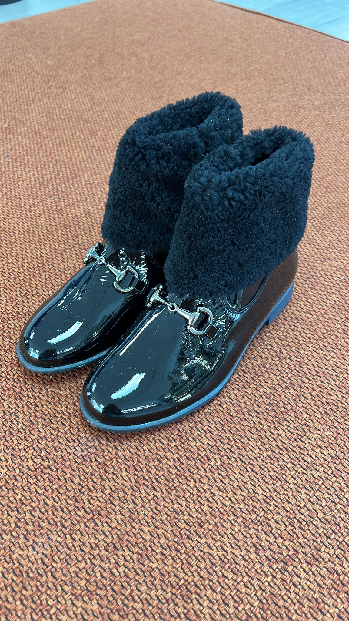 Manuela Black Patent Fur Bootie-Tassel Children Shoes