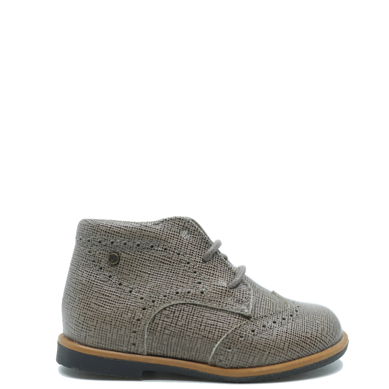 Manuela Taupe Textured Wingtip Baby Bootie-Tassel Children Shoes