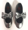 Blublonc Gunmetal Bow Ballet-Tassel Children Shoes