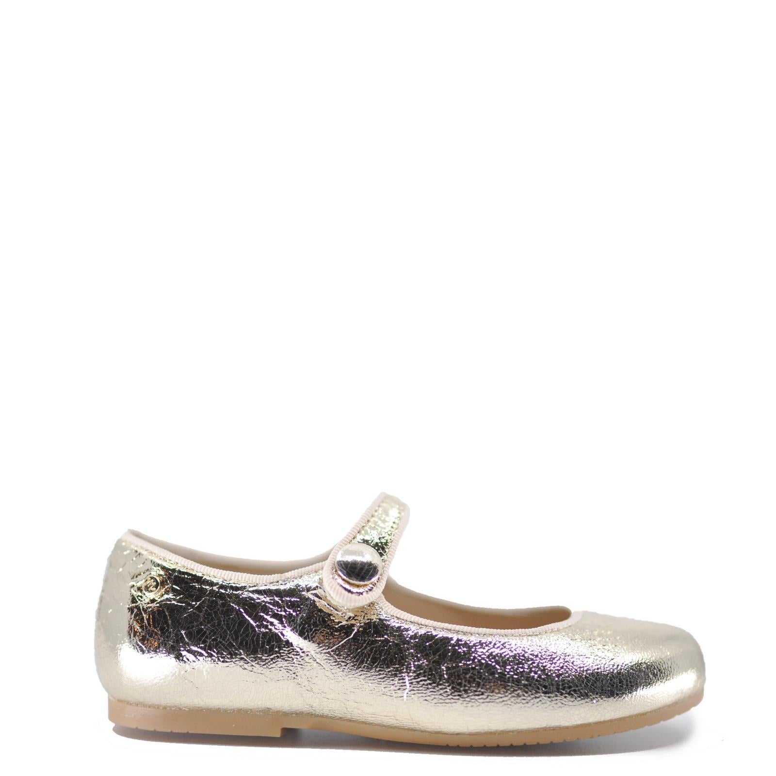 Manuela Gold Foil Mary Jane-Tassel Children Shoes