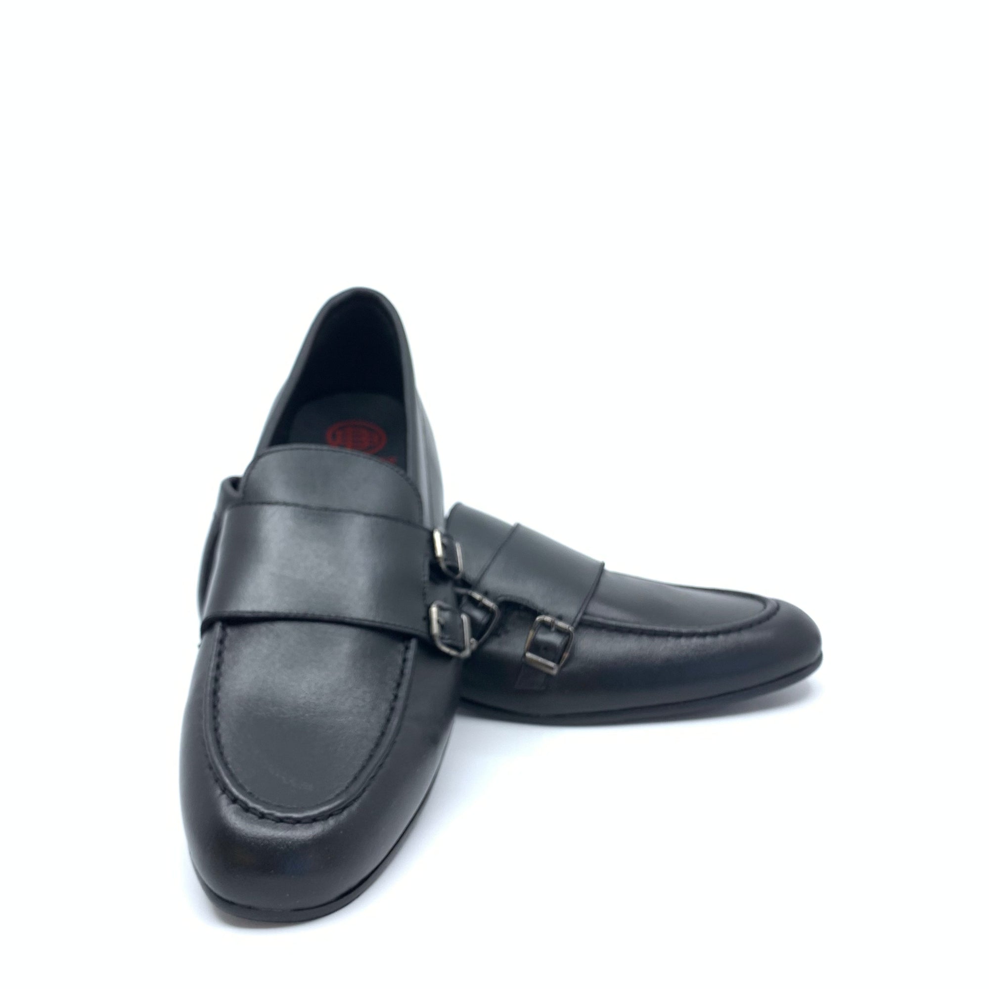 Blublonc Black Double Monk Dress Shoe-Tassel Children Shoes