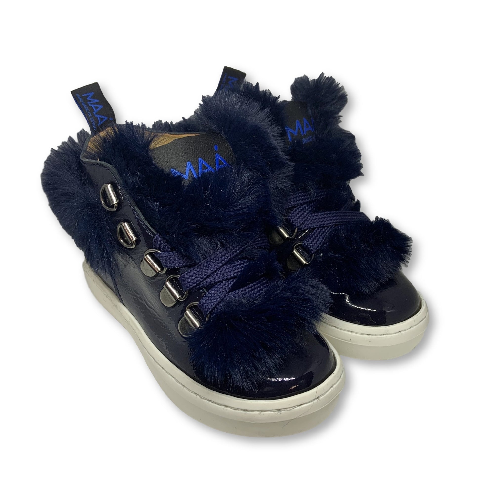 MAA Navy Patent Fur High Top Sneaker-Tassel Children Shoes