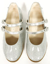 Manuela Silver Double Strap Mary Jane-Tassel Children Shoes