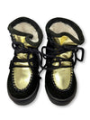 Atlanta Mocassin Black and Gold Fur Boot-Tassel Children Shoes