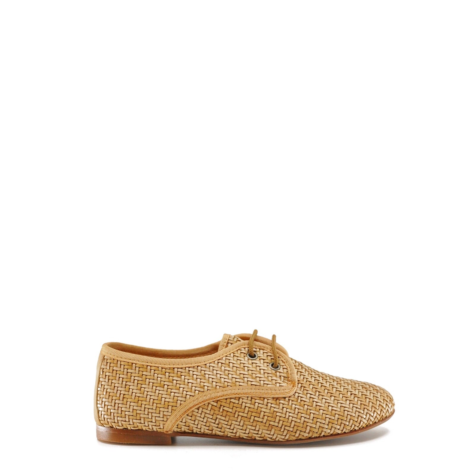 LMDI Collection Camel Wicker Lace Derby-Tassel Children Shoes