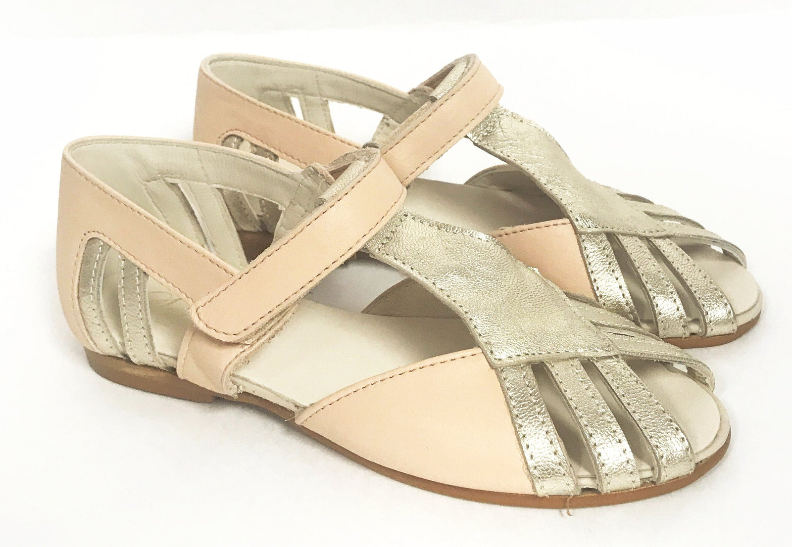 Sonatina Peach and Gold Sandal-Tassel Children Shoes