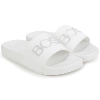 Hugo Boss White Logo Slides-Tassel Children Shoes
