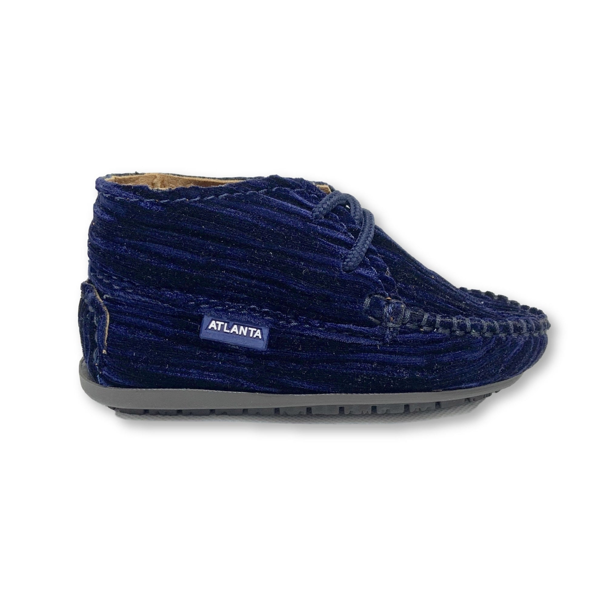 Atlanta Mocassin Navy Velvet Lined Bootie-Tassel Children Shoes