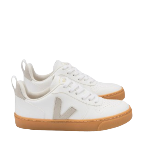 Veja White Lace-up Sneaker with Natural Sole-Tassel Children Shoes