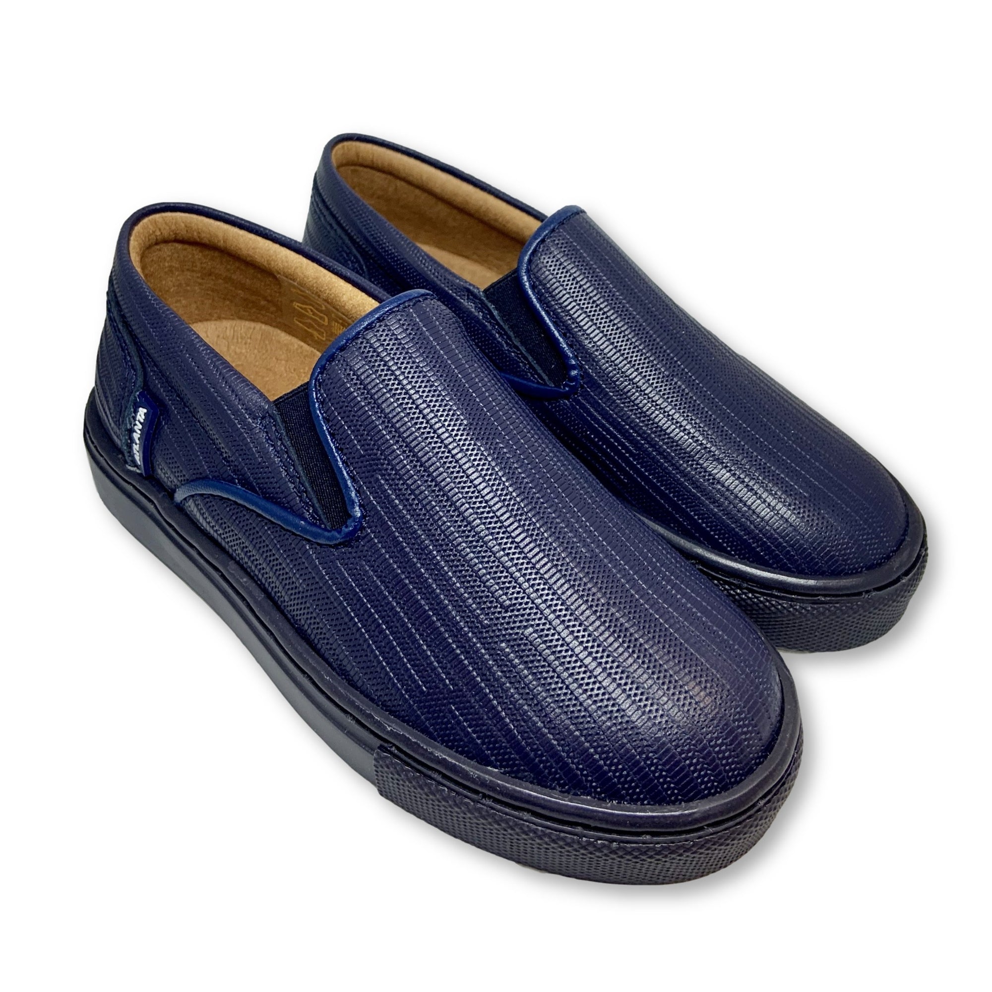 Atlanta Mocassin Navy Lined Slip-on Sneaker-Tassel Children Shoes