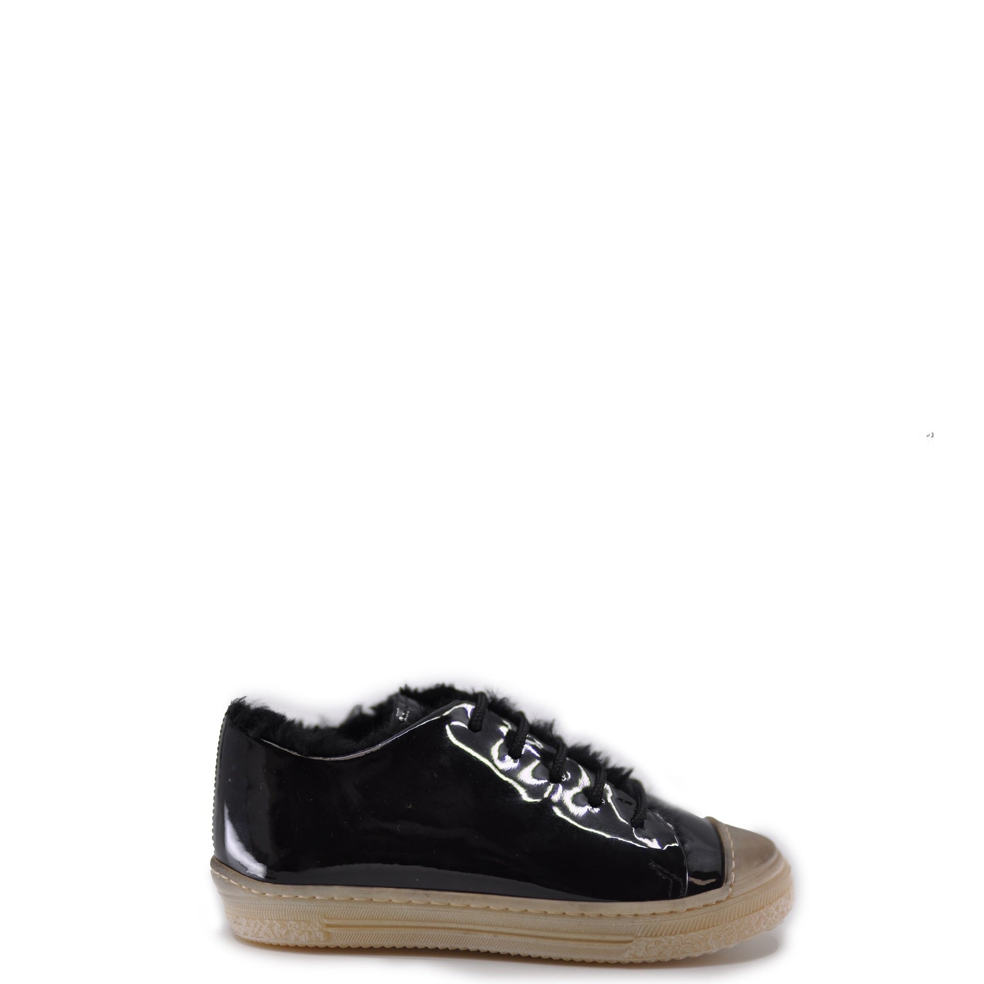 Pepe Black Patent Fur Sneaker-Tassel Children Shoes