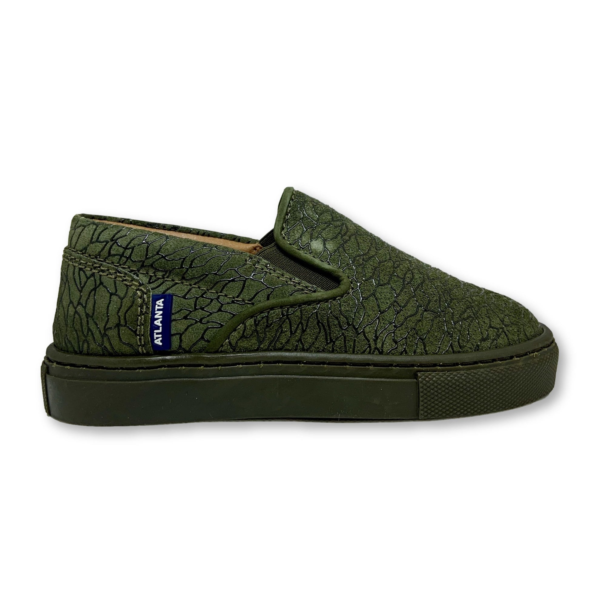 Atlanta Mocassin Hunter Green Textured Slip-on Sneaker-Tassel Children Shoes