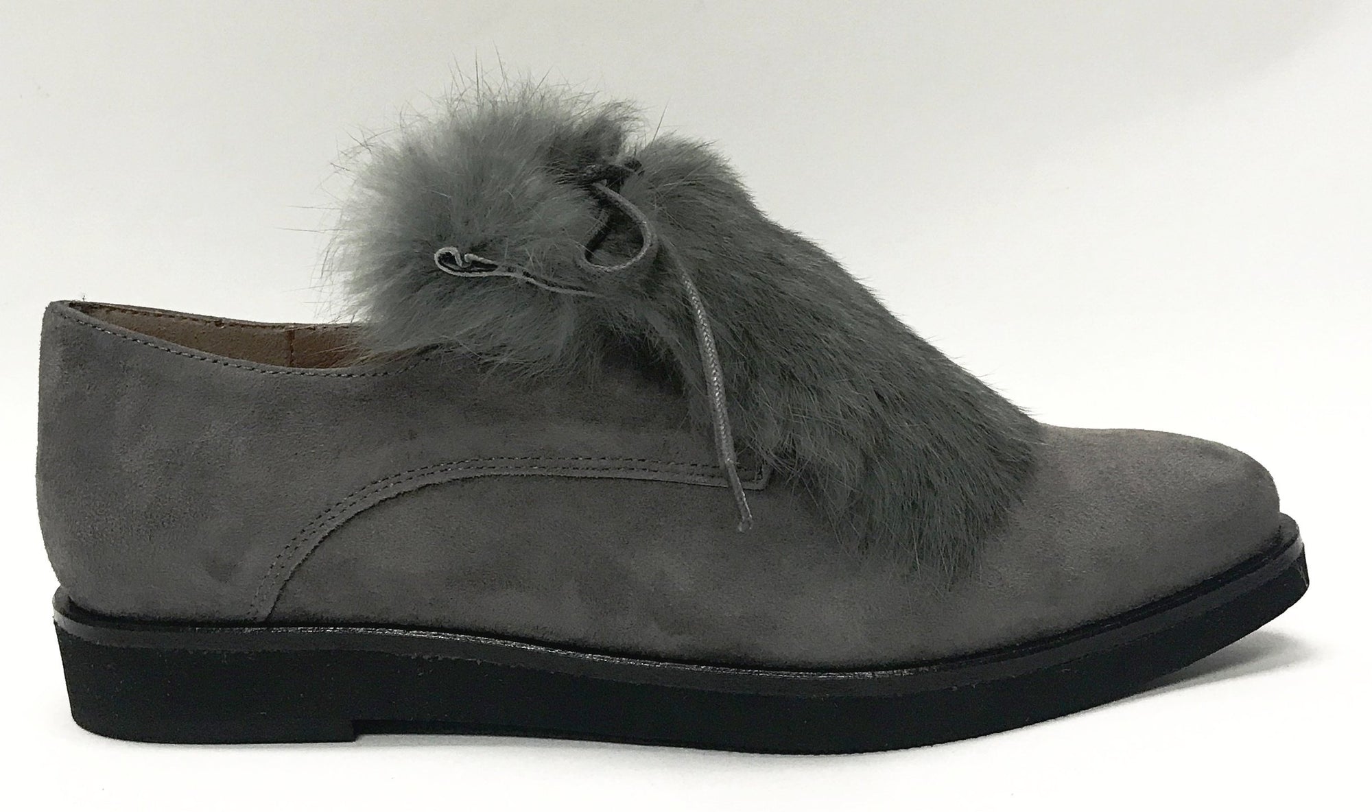Marian Gray Suede Fur Oxford-Tassel Children Shoes