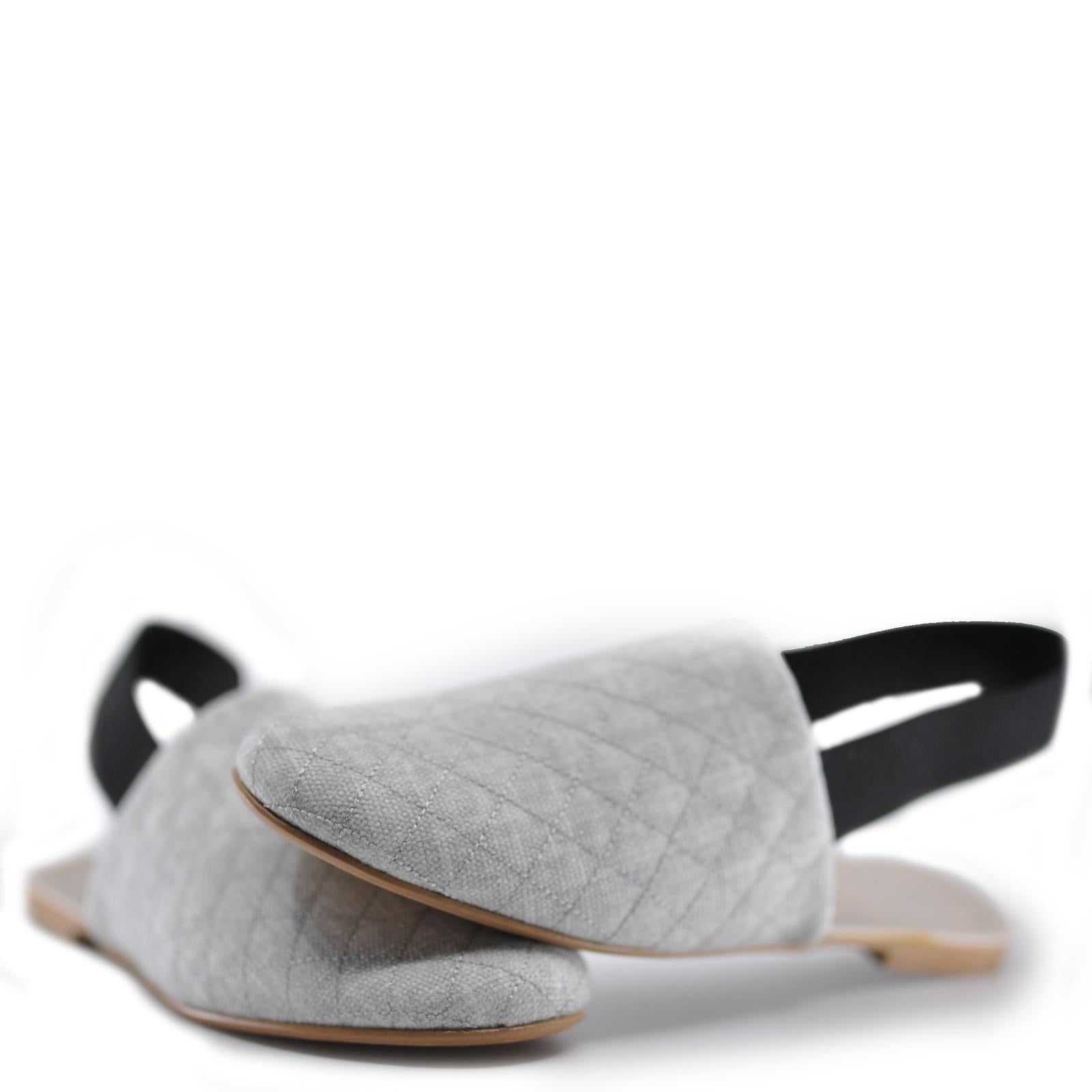 Hoo Gray Denim Quilted Slingback - Tassel Children Shoes