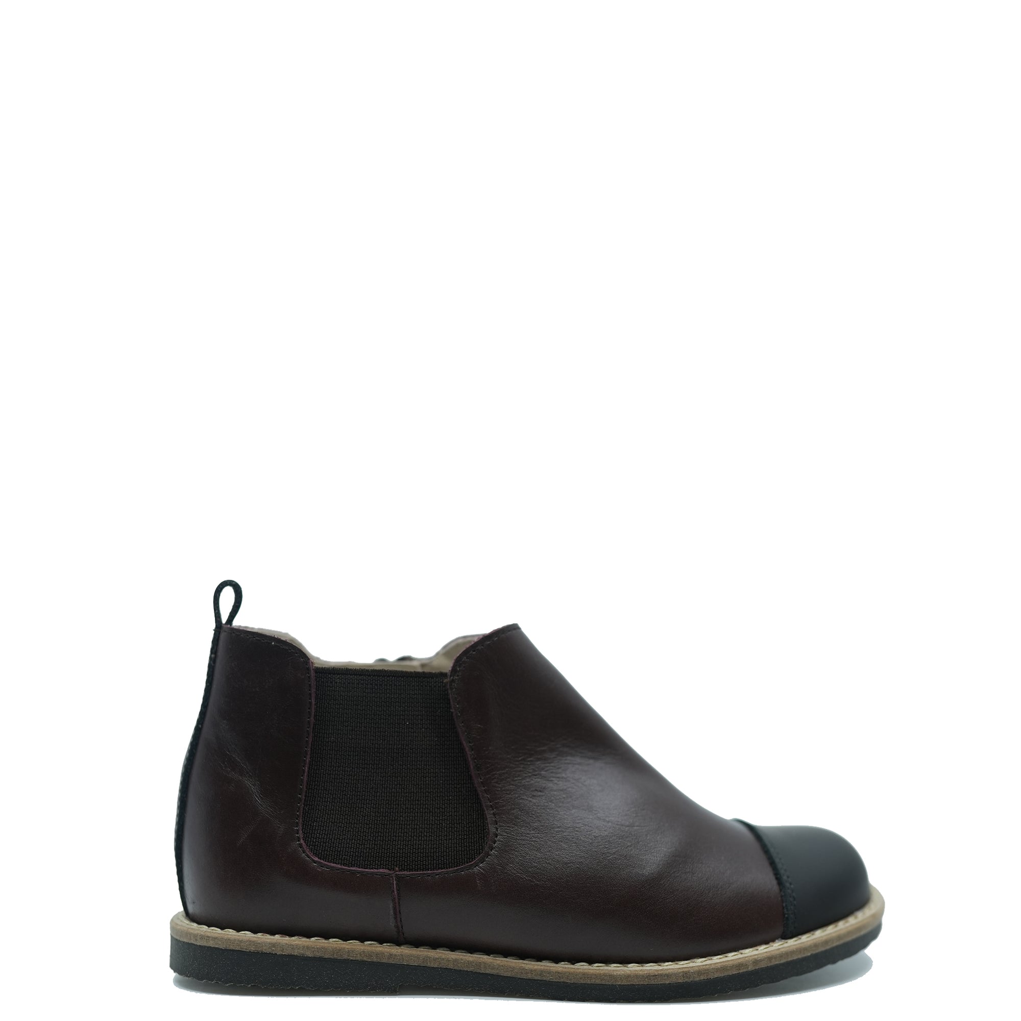 Manuela Brown and Black Captoe Bootie-Tassel Children Shoes