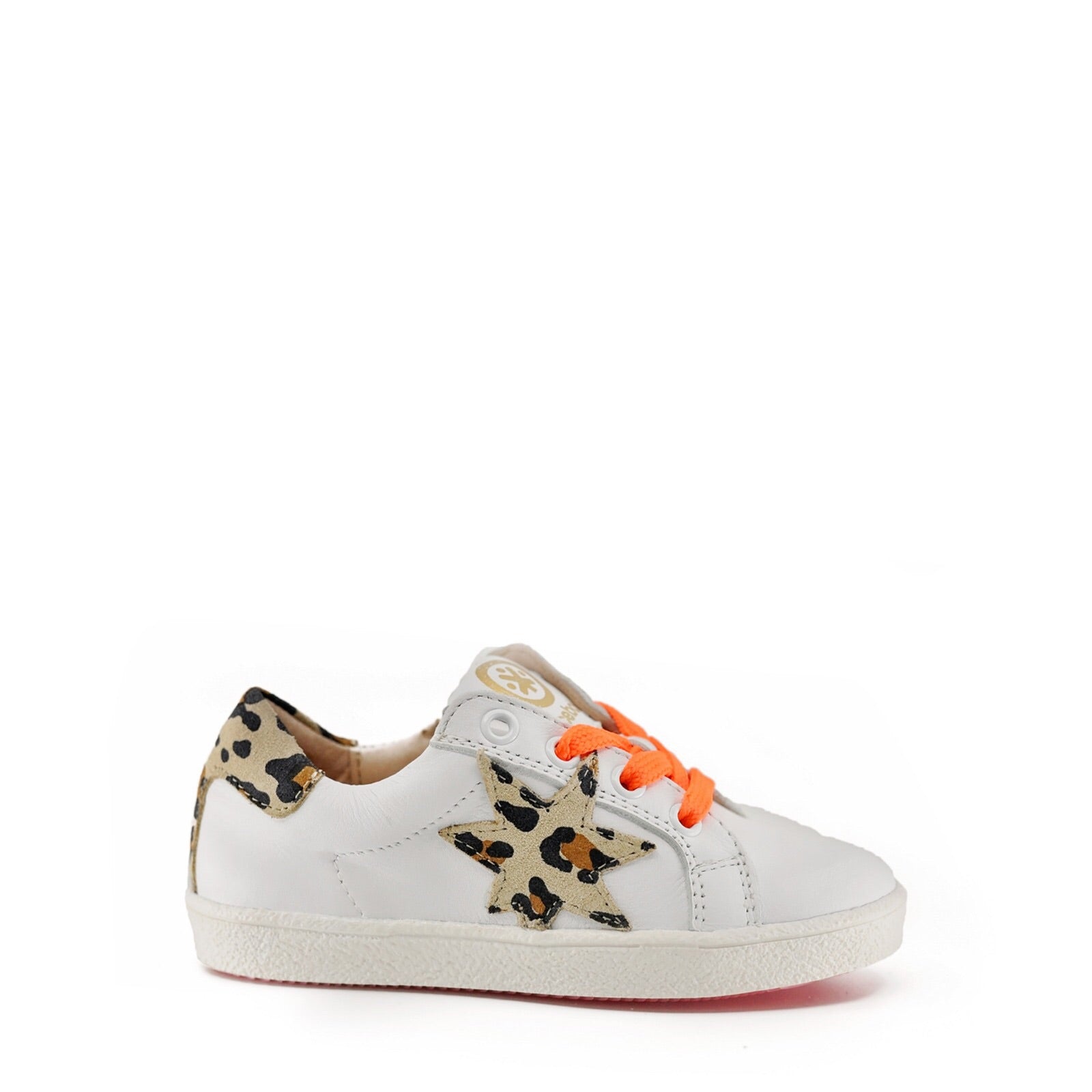 Acebos White and Orange Leopard Lace Sneaker-Tassel Children Shoes