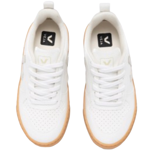 Veja White Lace-up Sneaker with Natural Sole-Tassel Children Shoes