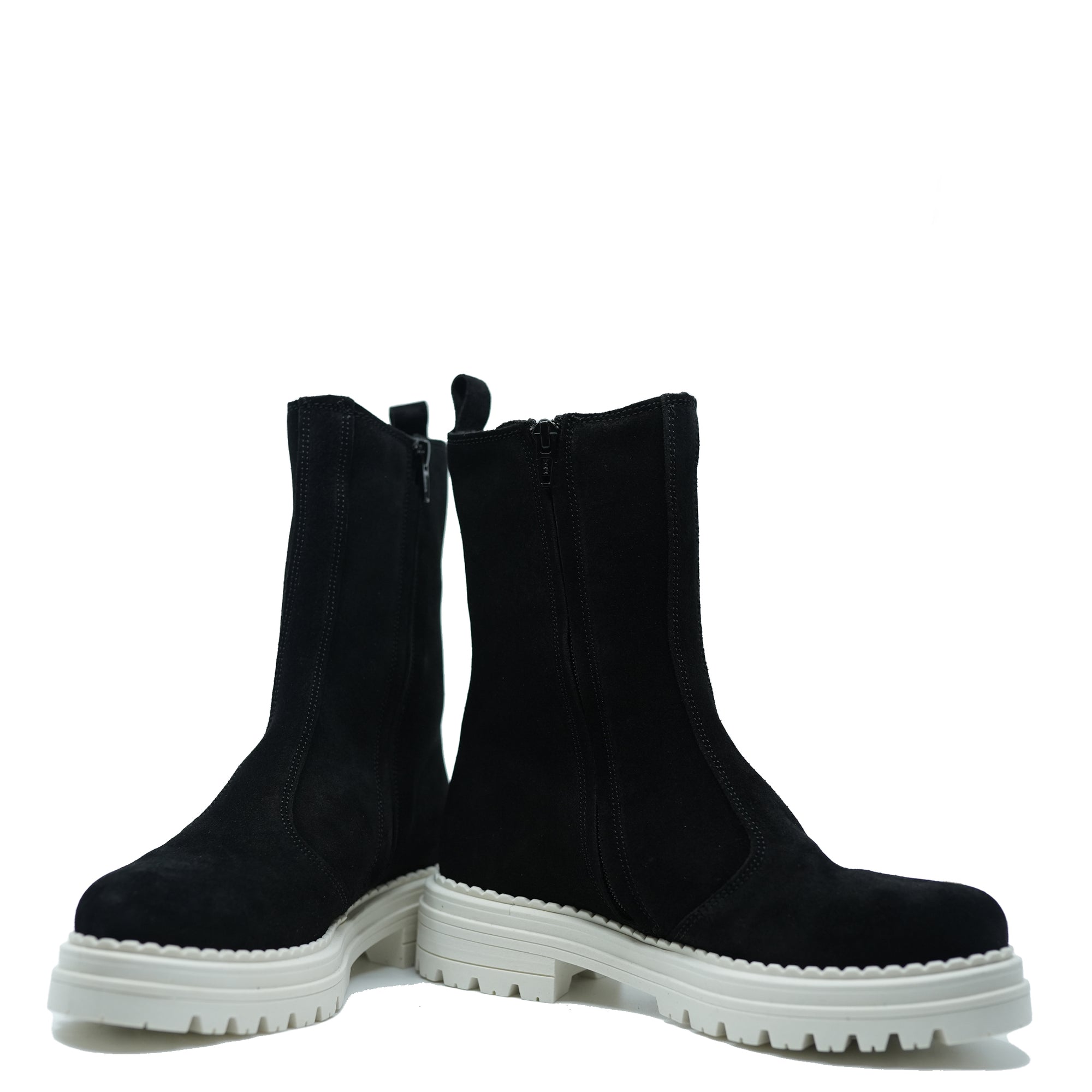 Blublonc Black and White Chelsea Boot-Tassel Children Shoes