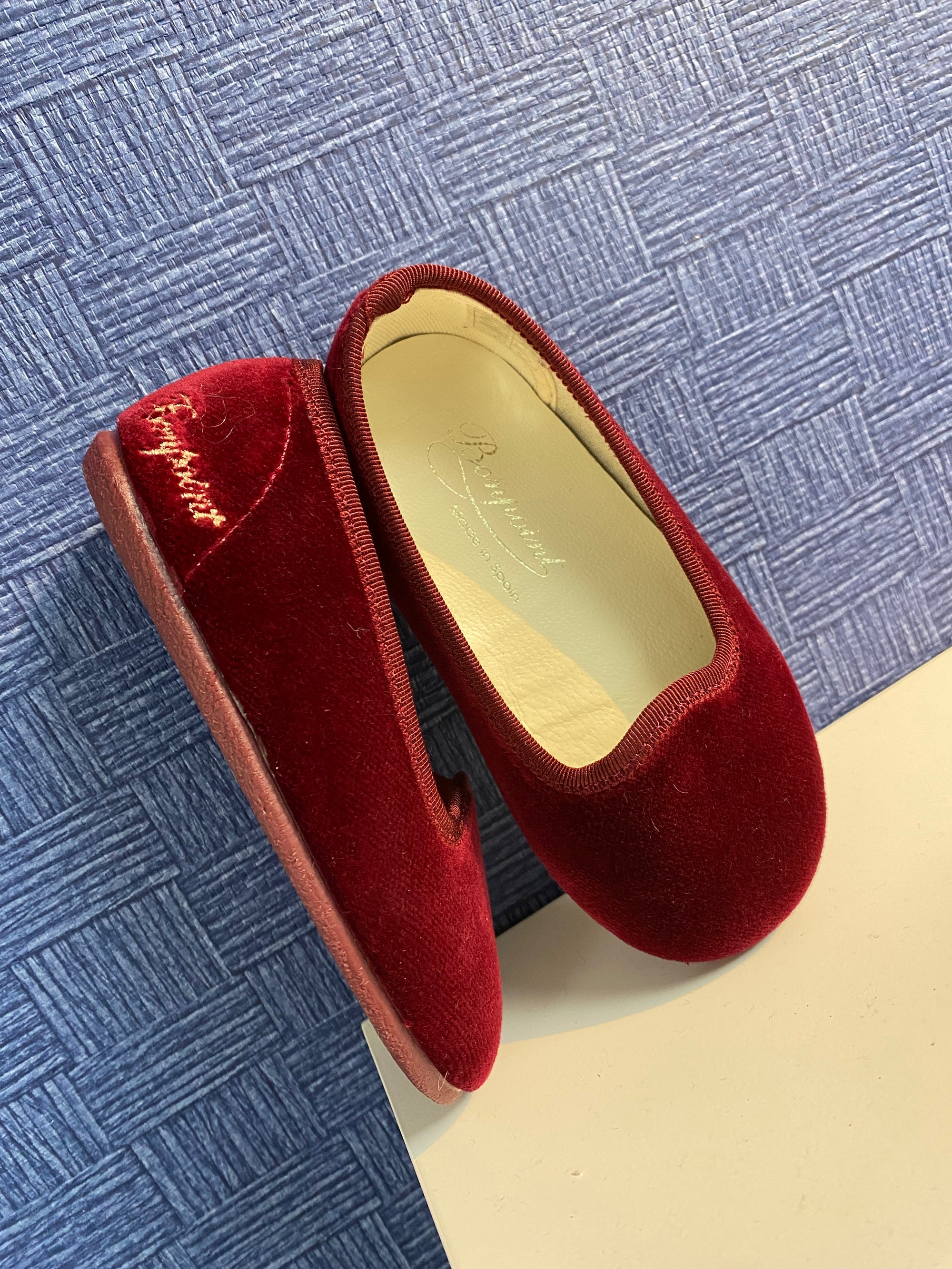 Bonpoint Logo Embroidery Velvet Slipper-Tassel Children Shoes