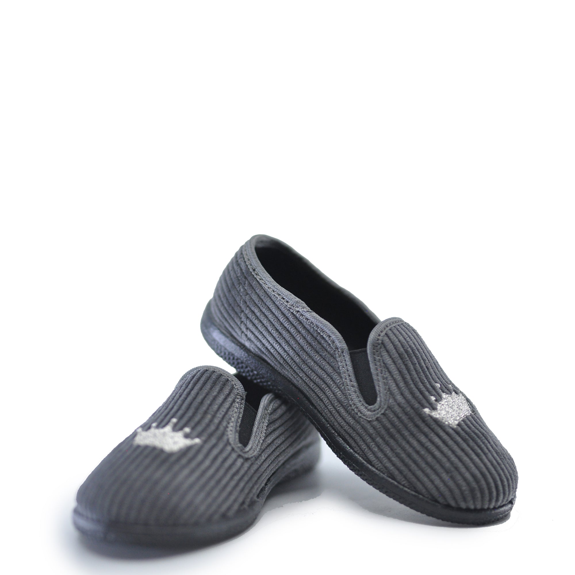 Pepe Gray Corduroy Crown Slip On Shoe-Tassel Children Shoes