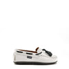 Atlanta Mocassin White and Black Tassel Loafer-Tassel Children Shoes