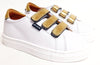 Atlanta Mocassin White/Gold Velcro Sneaker-Tassel Children Shoes