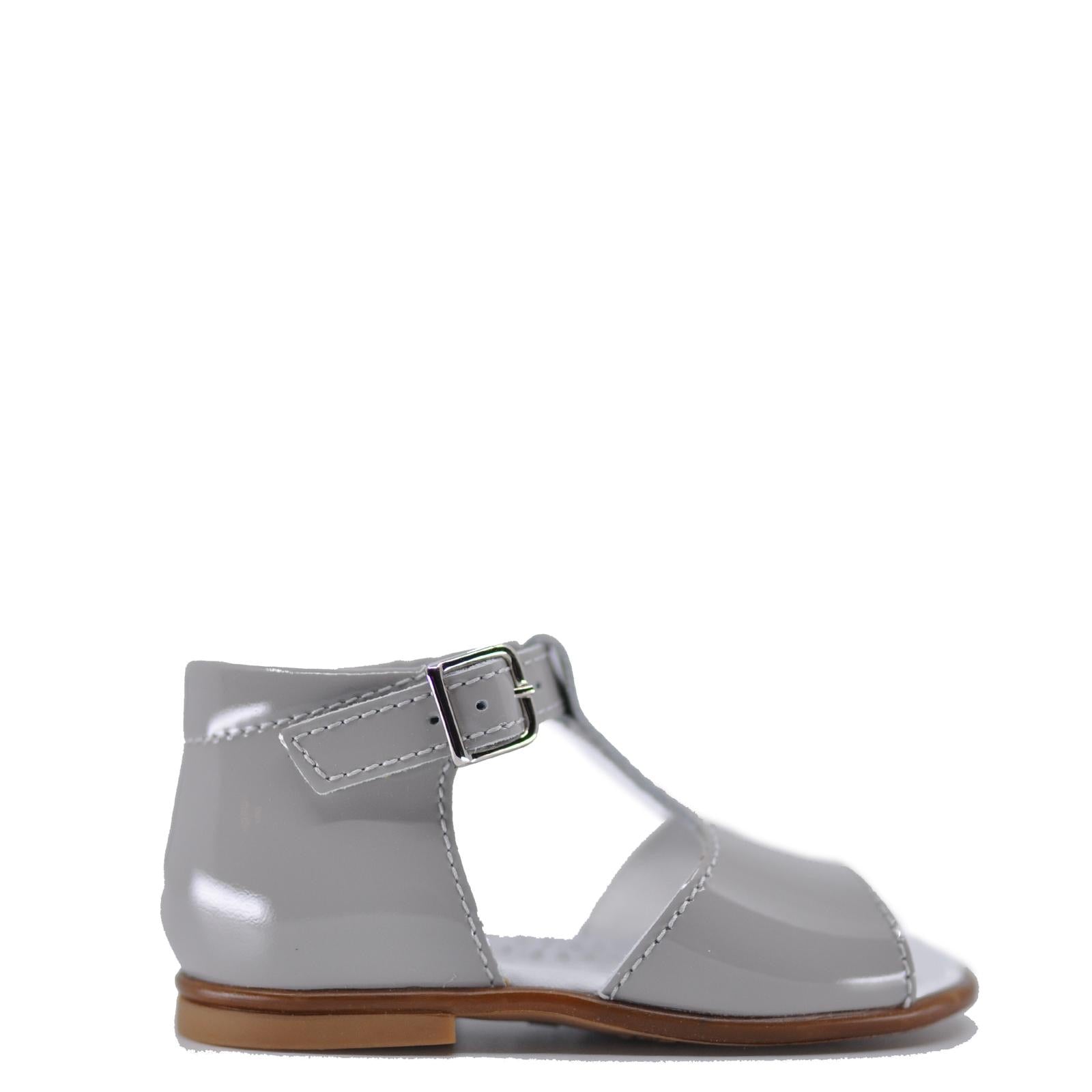 Beberlis Gray Patent T-Strap Sandal-Tassel Children Shoes