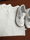 Beberlis White Perforated T Strap Baby Shoe-Tassel Children Shoes
