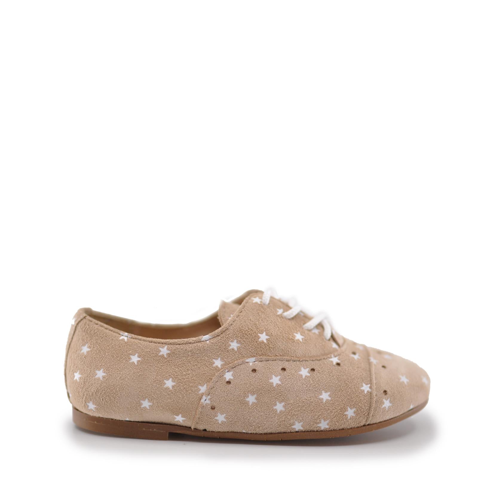 Papanatas Beige Star Lace Up Oxford-Tassel Children Shoes