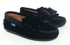 Atlanta Mocassin Black Velvet Bow Loafer-Tassel Children Shoes
