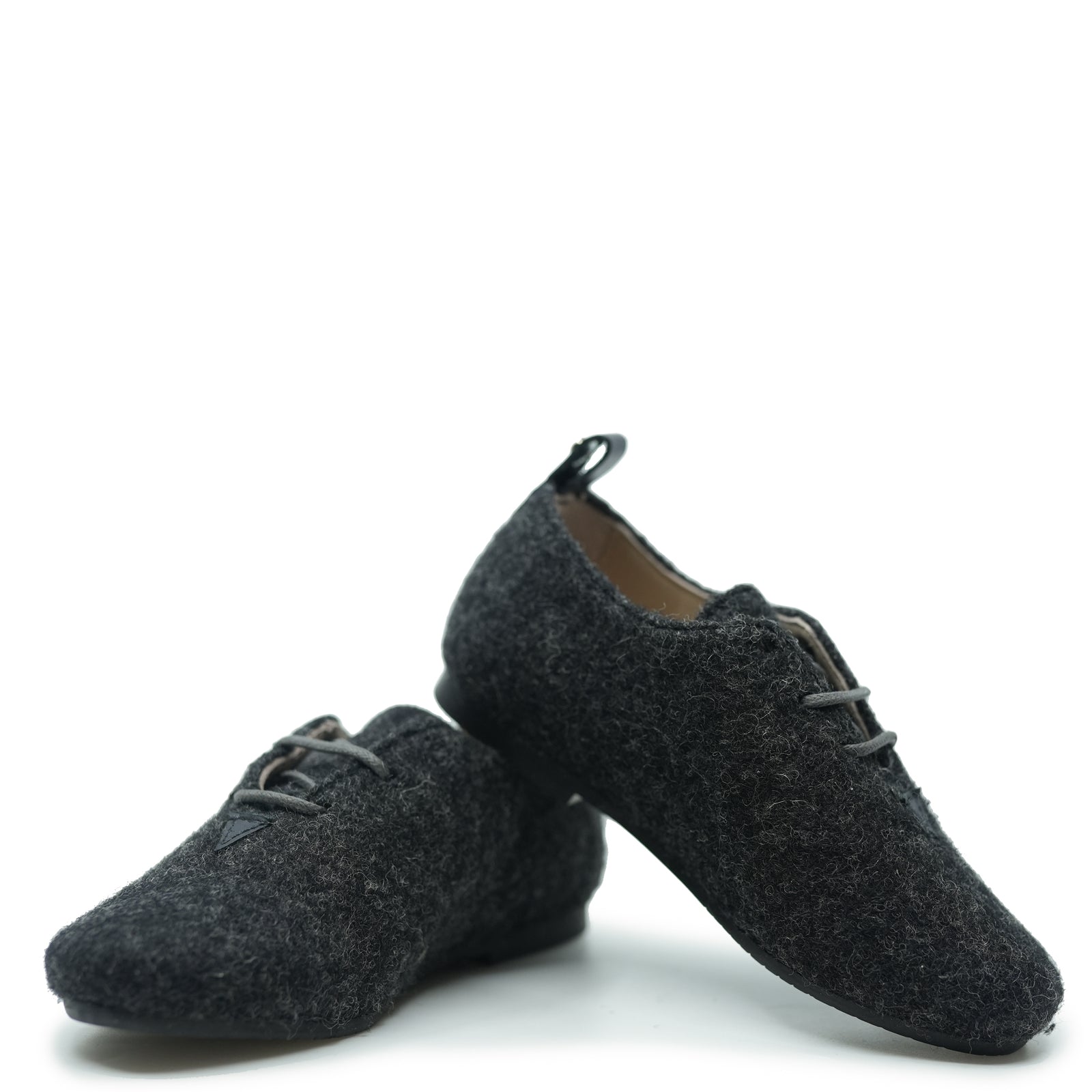 Manuela Gray Flannel Derby-Tassel Children Shoes