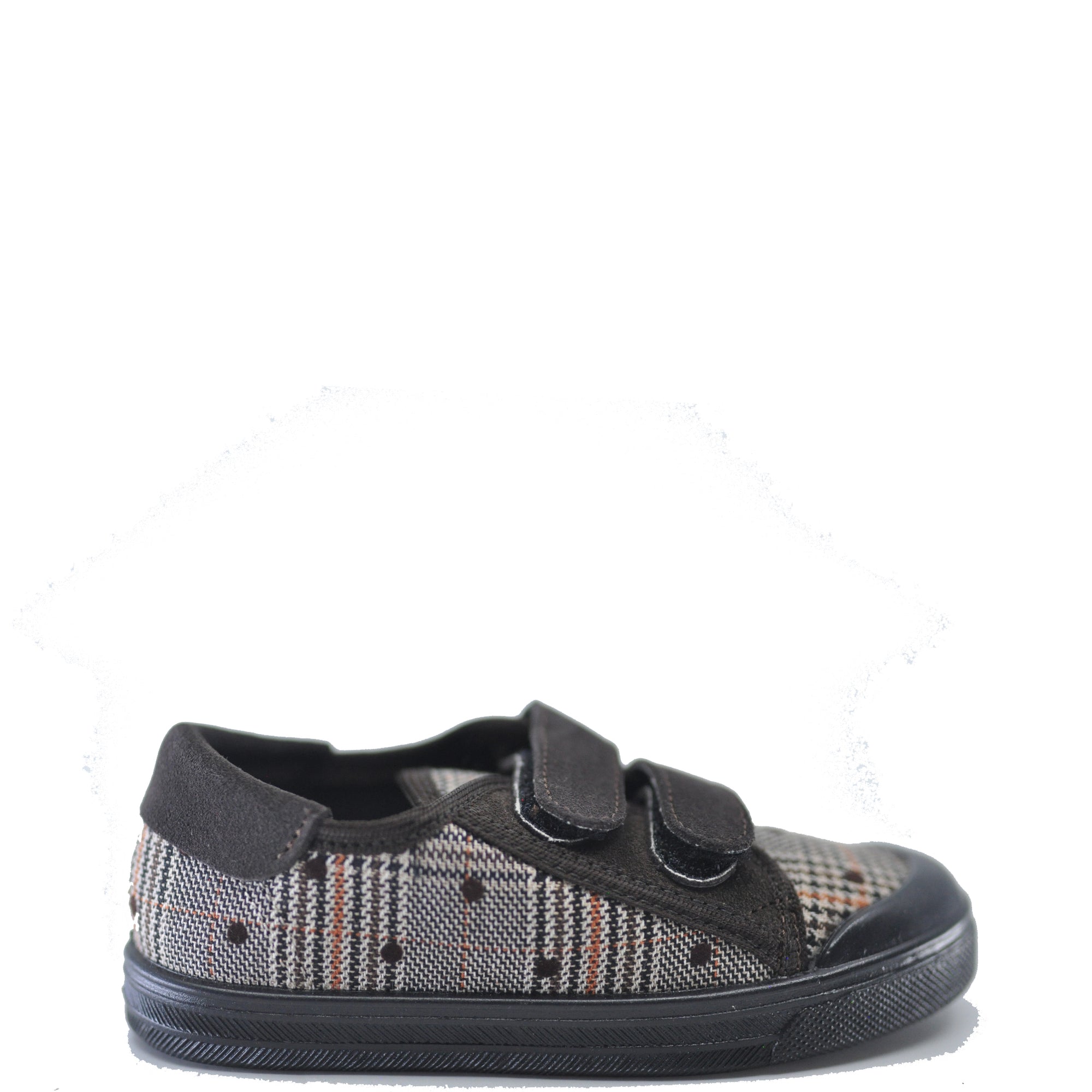 Pepe Brown Plaid Velcro Sneaker-Tassel Children Shoes