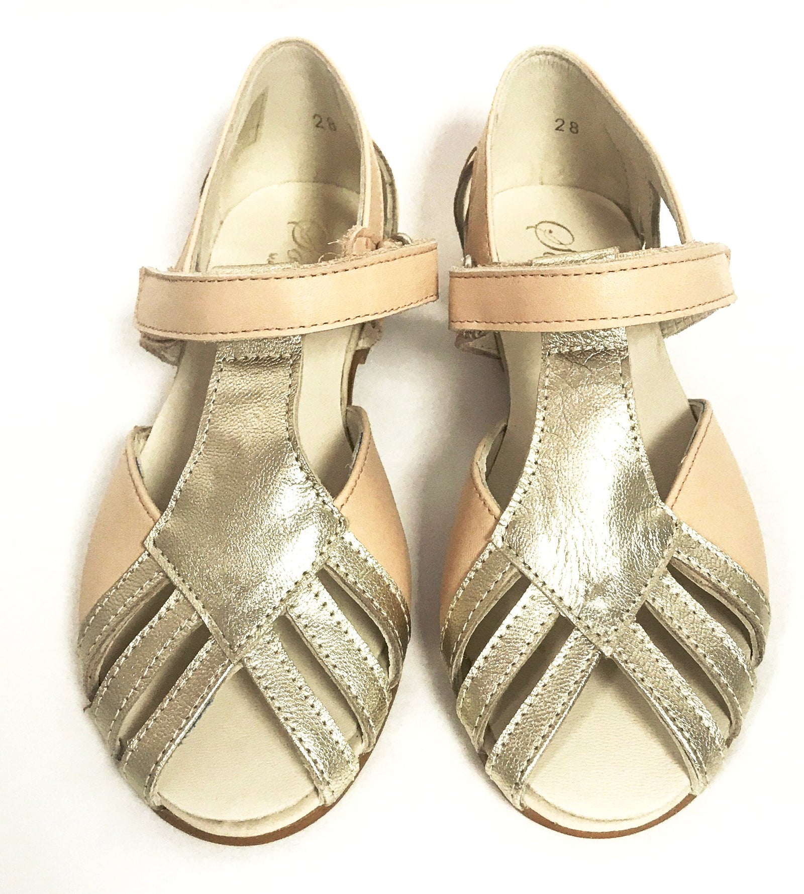 Sonatina Peach and Gold Sandal-Tassel Children Shoes