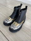 Manuela Black and Metallic Wingtip Zipper Boot-Tassel Children Shoes