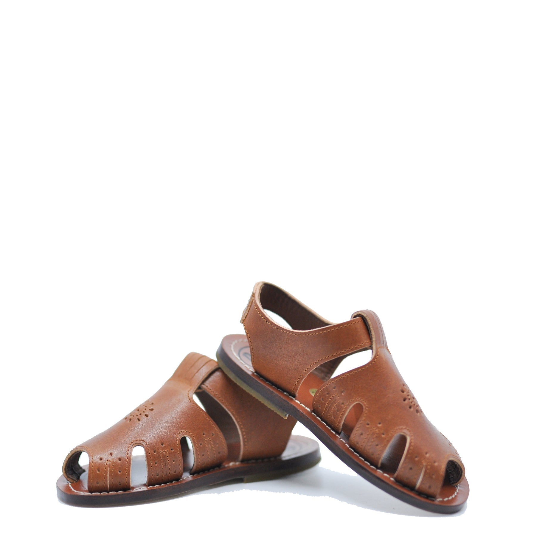 Pepe Vintage Brown Velcro Baby Sandal-Tassel Children Shoes