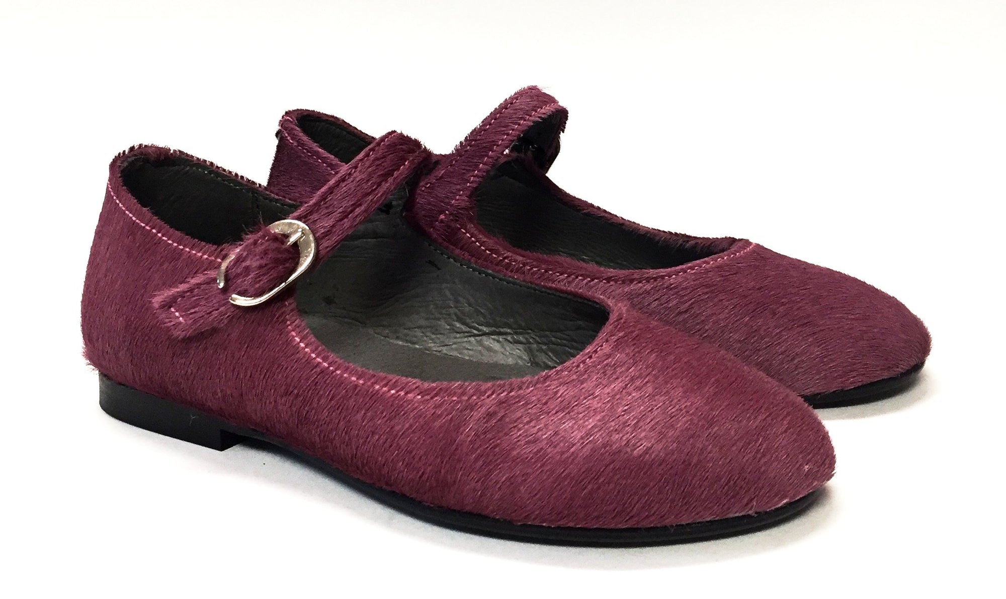 Blublonc Mauve Pony Hair Mary Jane-Tassel Children Shoes