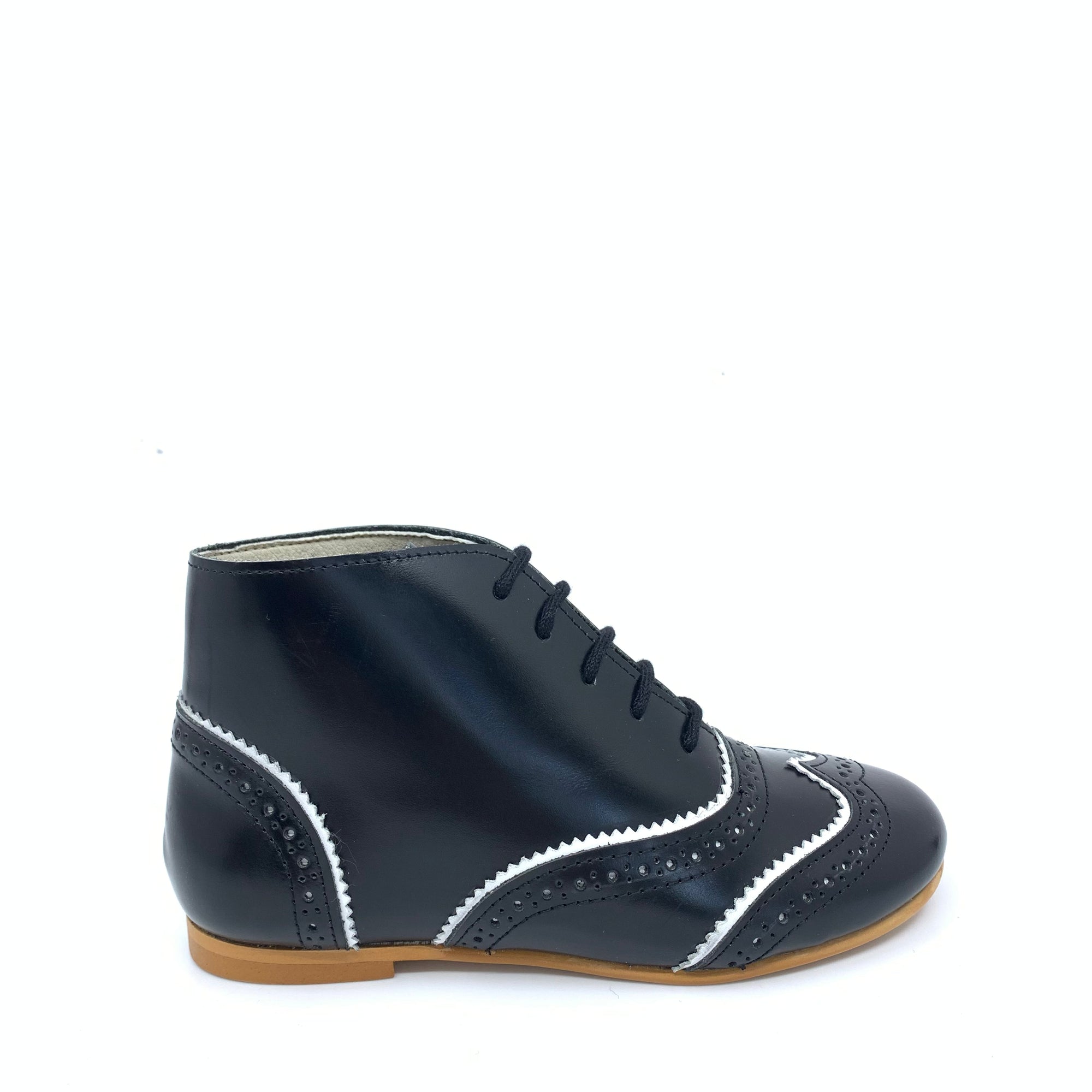 Sonatina Black and White Wingtip Bootie-Tassel Children Shoes