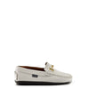 Atlanta Mocasson White Pebbled Buckle Loafer-Tassel Children Shoes