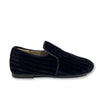Papanatas Black Lined Velvet Smoking Loafer-Tassel Children Shoes