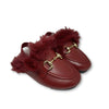 Papanatas Red Fur Mule-Tassel Children Shoes
