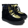 Atlanta Mocassin Black and Gold Fur Boot-Tassel Children Shoes