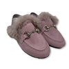 Papanatas Rose Textured Suede Fur Mule-Tassel Children Shoes