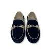 Hoo Black Velvet and Gold Chain Loafer-Tassel Children Shoes