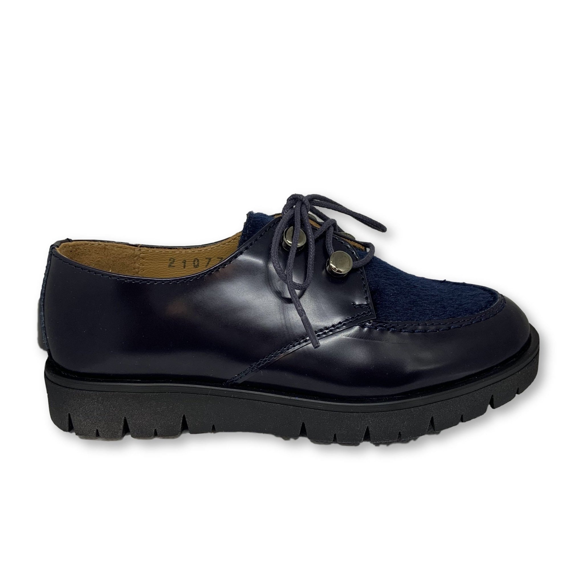 Beberlis Navy Pony Hair Lace-Up Shoe-Tassel Children Shoes
