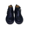 Atlanta Mocassin Navy Textured Shimmer Zipper Bootie-Tassel Children Shoes